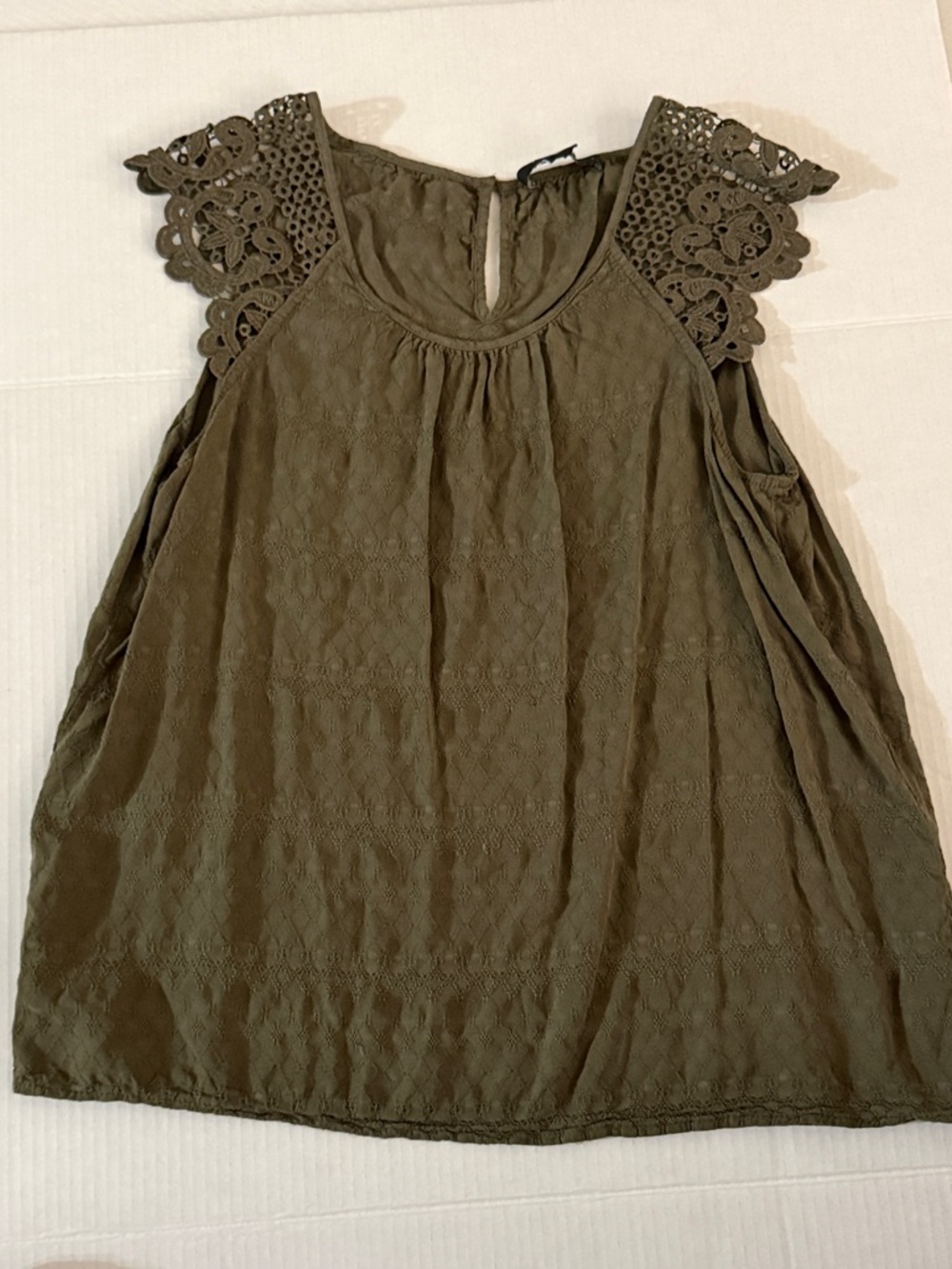 Atmosphere Olive Green Lace Shoulder Tank